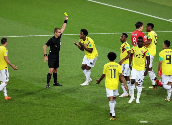 Seleção da Colômbia durante jogo contra Inglaterra - Sputnik Brasil