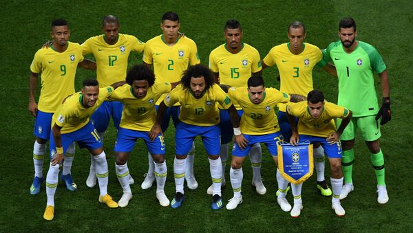 Seleção do Brasil antes do jogo com a Bélgica - Sputnik Brasil