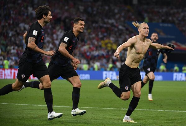 Vida, zagueiro da Croácia, comemora gol da Croácia no 1º tempo da prorrogação contra a Rússia. - Sputnik Brasil
