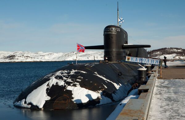 Submarino nuclear Karelia no cais da base da Frota do Norte da Marinha da Rússia, na cidade de Gadzhievo. - Sputnik Brasil