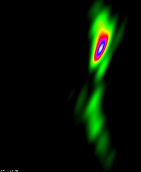 Exemplo de imagem tirada em frequência de rádio da galáxia ativa BL Lacertae - Sputnik Brasil