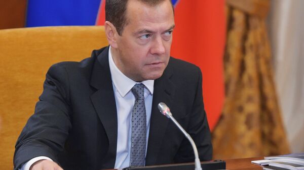 O primeiro-ministro da Rússia, Dmitry Medvedev, durante encontro em 2017. - Sputnik Brasil