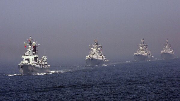 Navios da Marinha chinesa participam de manobras no mar Amarelo  - Sputnik Brasil