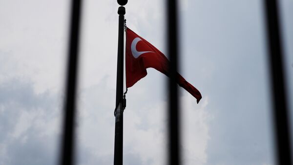 Bandeira da Turquia hasteada na embaixada turca em Washington - Sputnik Brasil
