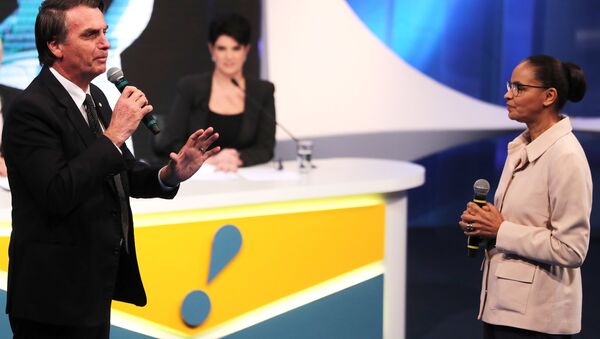 Bolsanaro e Marina durante debate presidencial da RedeTV. - Sputnik Brasil