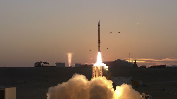 Lançamento do sistema de defesa antimíssil David Sling de Israel (imagem de arquivo) - Sputnik Brasil