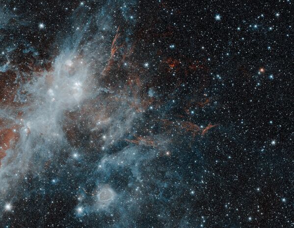 Um dos maiores restos da supernova na Via Láctea, nomeada HBH 3 e captada pelo telescópio NASA Spitzer - Sputnik Brasil