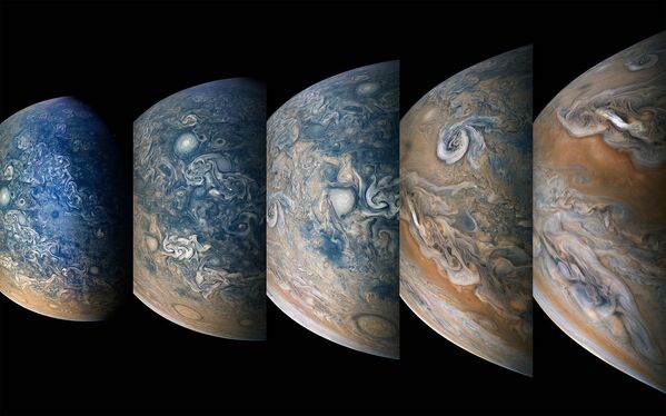 Polo norte de Júpiter, filmado pela sonda Juno - Sputnik Brasil