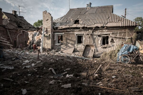 Povoado de Gorlovka, em Donbass, após ataque realizado por militares ucranianos. - Sputnik Brasil