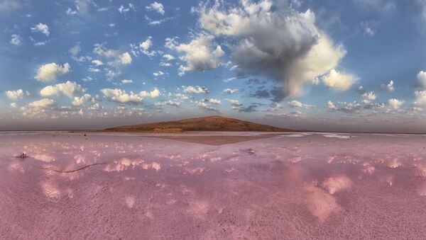 O lago rosado Koyashskoye que se situa na costa sudeste da Crimeia, Rússia - Sputnik Brasil