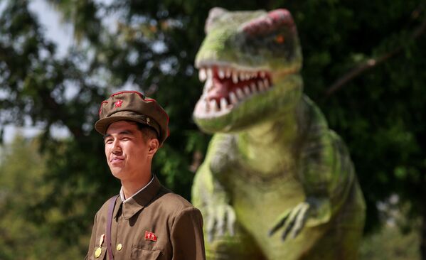 Militar perto do Museu de História Natural em Pyongyang - Sputnik Brasil