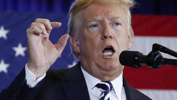 Presidente norte-americano Donald Trump gesticula enquanto fala no Centro de Conferências Harris em Charlotte, Carolina do Norte, EUA, em 31 de agosto de 2018 - Sputnik Brasil