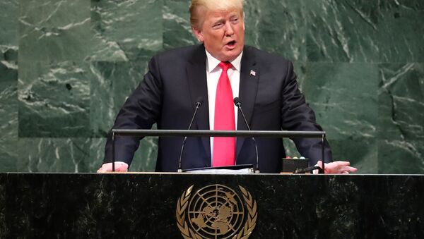 O presidente dos EUA, Donald Trump, discursa na Assembleia Geral da ONU, em 25 de setembro de 2018 - Sputnik Brasil