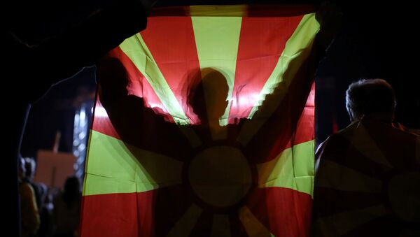 Manifestantes macedônios pedem boicote a referendo sobre a mudança do nome do país. - Sputnik Brasil