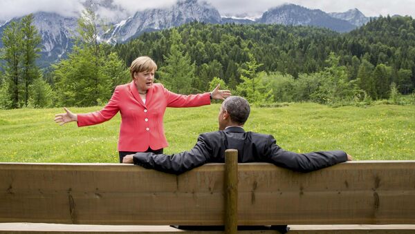 Merkel e Obama na cúpula de G7 - Sputnik Brasil