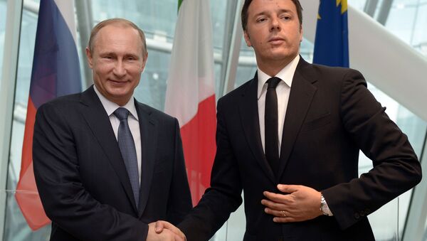 Putin e Renzi na Expo 2015 - Sputnik Brasil