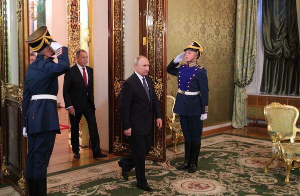 Presidente russo Vladimir Putin durante o encontro com o premiê italiano Giuseppe Conte - Sputnik Brasil