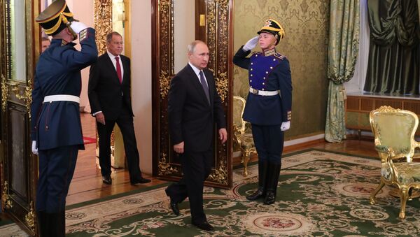 Presidente russo Vladimir Putin durante o encontro com o premiê italiano Giuseppe Conte - Sputnik Brasil
