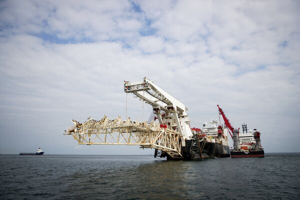 Nord Stream 2 em construção no mar Báltico (foto de arquivo) - Sputnik Brasil