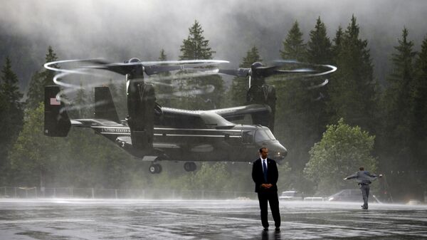 Helicóptero Osprey da Marinha norte-americana pousa próximo à cidade de Krun, na Alemanha. - Sputnik Brasil