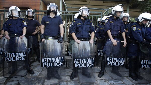 Polícia de Atenas durante um protesto na capital grega (arquivo) - Sputnik Brasil