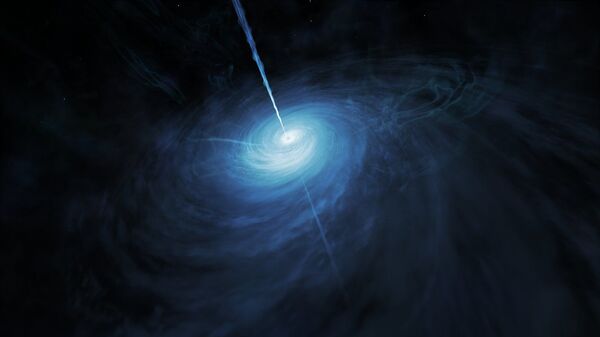 Ilustração artística do quasar J043947.08+163415.7 no Universo primordial - Sputnik Brasil