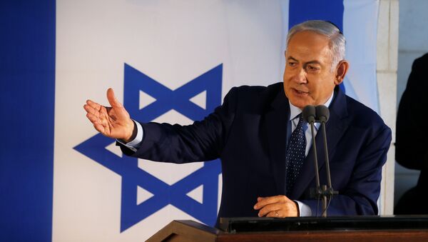 Primeiro-ministro israelense, Benjamin Netanyahu, durante discurso em Tel Aviv, 16 de setembro de 2018 - Sputnik Brasil