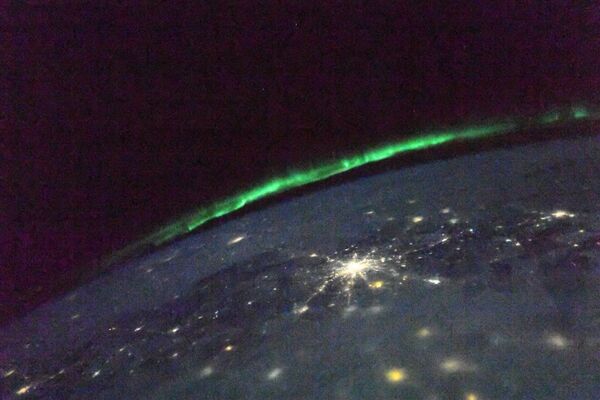 Aurora boreal vista da Estação Espacial Internacional (EEI) - Sputnik Brasil