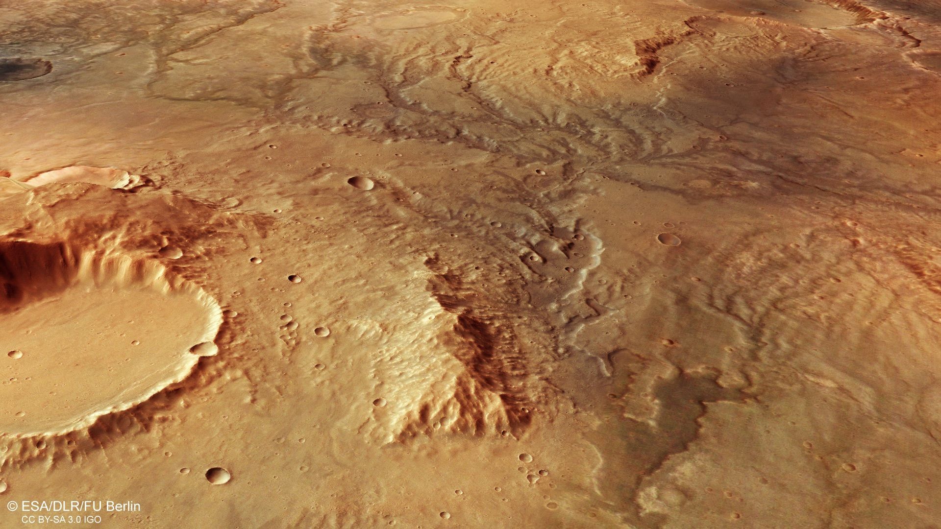 Vista de antiga rede fluvial em Marte - Sputnik Brasil, 1920, 20.01.2022