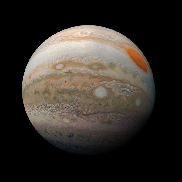 Fotografia de Júpiter tirada pela sonda Juno da NASA, em 25 de fevereiro de 2019 - Sputnik Brasil