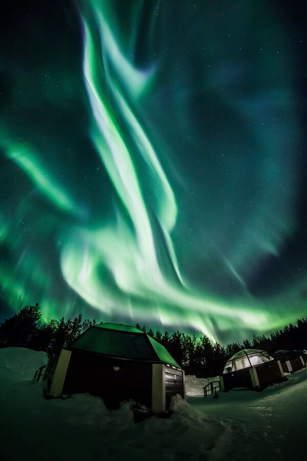 Aurora boreal no município finlandês de Rovaniemi - Sputnik Brasil