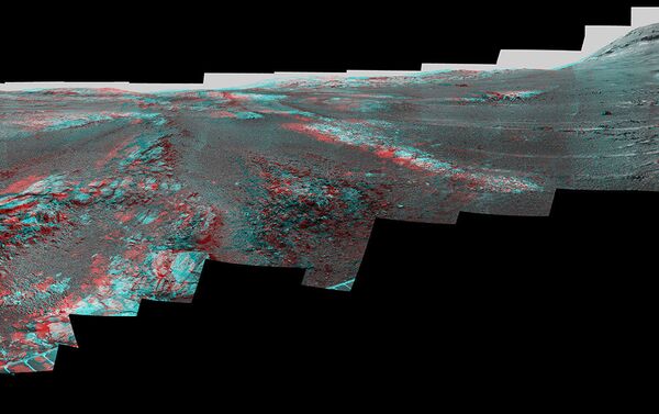 Versão 3D do panorama de Marte feito a partir das imagens tiradas pela sonda Opportunity da NASA - Sputnik Brasil