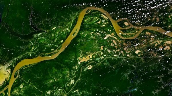 Rio Amazonas, que corre pela América do Sul, é um dos rios mais extensos do mundo com 6,4 mil quilômetros de comprimento. A imagem do rio foi tirada por satélites - Sputnik Brasil
