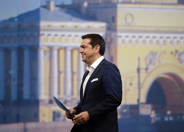 O primeiro-ministro grego Alexis Tsipras no Fórum Econômico Internacional em São Petersburgo. - Sputnik Brasil