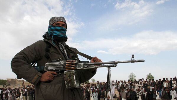 Militante do Talibã (organização terrorista proibída na Rússia e em vários outros países) segurando arma na província de Ghazni, no Afeganistão (foto de arquivo) - Sputnik Brasil