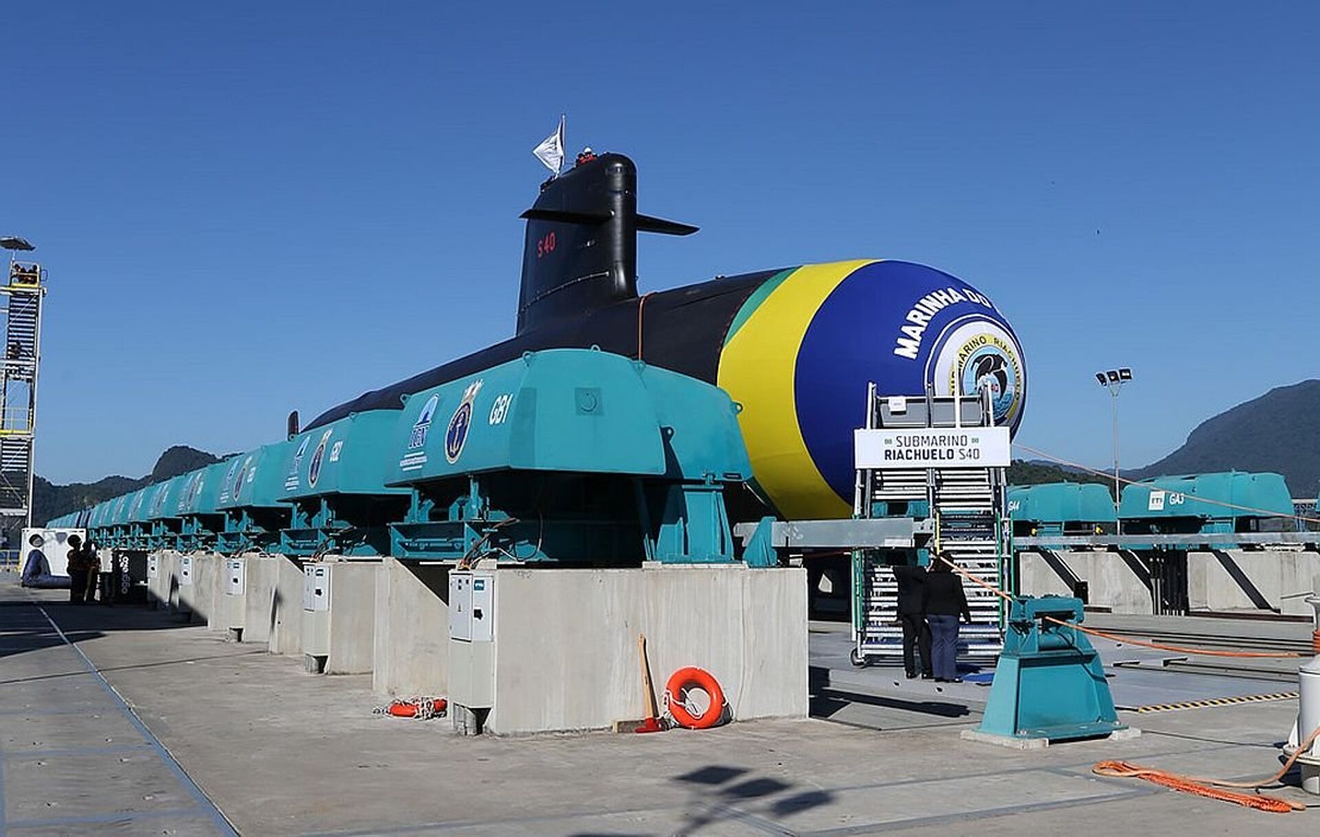 Submarino de classe Scorpène S40 Riachuelo, o primeiro do Prosub a ser lançado ao mar, em 2018 - Sputnik Brasil, 1920, 26.10.2023