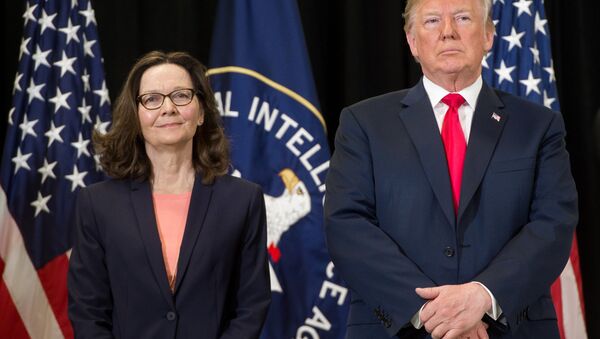 A diretora da CIA, Gina Haspel, e presidente americano, Donald Trump - Sputnik Brasil