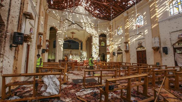 A view of St. Sebastian's Church damaged in blast in Negombo, north of Colombo, Sri Lanka, Sunday, April 21, 2019. - Sputnik Brasil