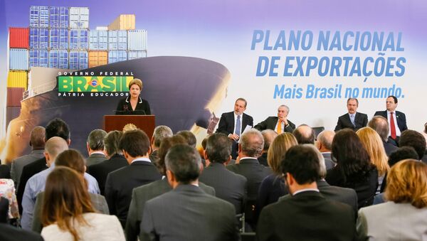 Presidenta Dilma Rousseff durante Cerimônia de lançamento do Plano Nacional de Exportações. (Brasília - DF, 24/06/2015) - Sputnik Brasil
