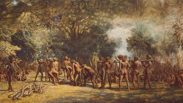 Festa canibal na ilha de Tanna, Charles E. Gordon Frazer (1863-1899) - Sputnik Brasil