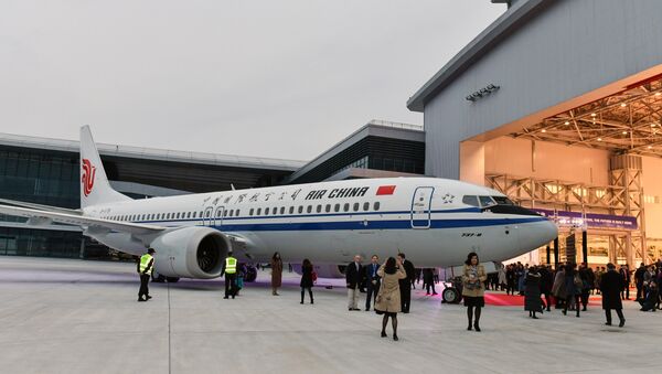 Boeing 737 MAX 8 avião entregue à Air China durante uma cerimônia em dezembro de 2018 (arquivo). - Sputnik Brasil