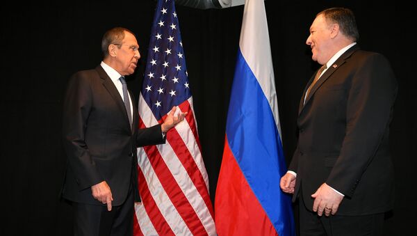 Secretário de Estado dos EUA, Mike Pompeo, e  chanceler russo, Sergei Lavrov. - Sputnik Brasil