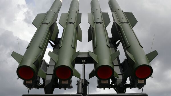 Sistema da defesa antiaérea Buk-M2 exposto na MILEX 2019, em Minsk - Sputnik Brasil