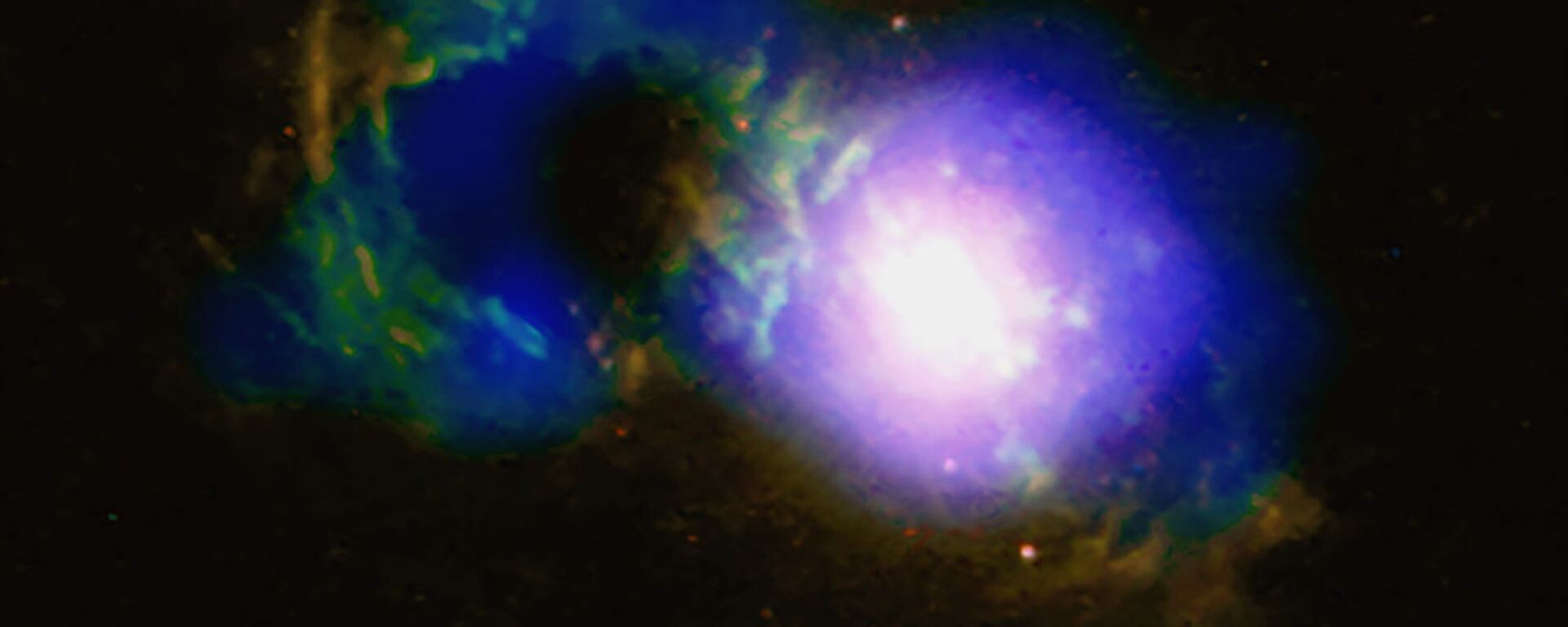Quasar Teacup – denominado assim por ter uma forma incomum – junto com o buraco negro supermassivo SDSS 1430 + 1339 - Sputnik Brasil, 1920, 07.07.2022