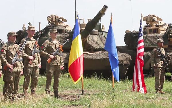 Militares na cerimônia da abertura dos exercícios militares Justice Eagle 19, na Romênia - Sputnik Brasil