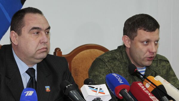 Os líderes das Repúblicas Populares de Donetsk e Lugansk, Aleksandr Zakharchenko e Igor Plotnitsky - Sputnik Brasil
