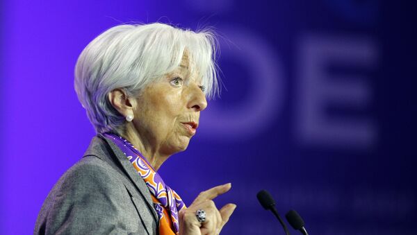 Christine Lagarde, diretora-geral do Fundo Monetário Internacional (FMI), discursa no Fórum de Paris no dia 7 de maio de 2019. - Sputnik Brasil
