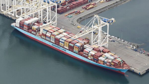 Navio Anna Maersk atracado no porto de Roberts Bank, transportando 69 contêineres de resíduos devolvidos pelas Filipinas, 29 de junho de 2019 - Sputnik Brasil