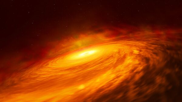 Buraco negro supermassivo no coração da uma galáxia espiral NGC 3147 (imagem artística) - Sputnik Brasil