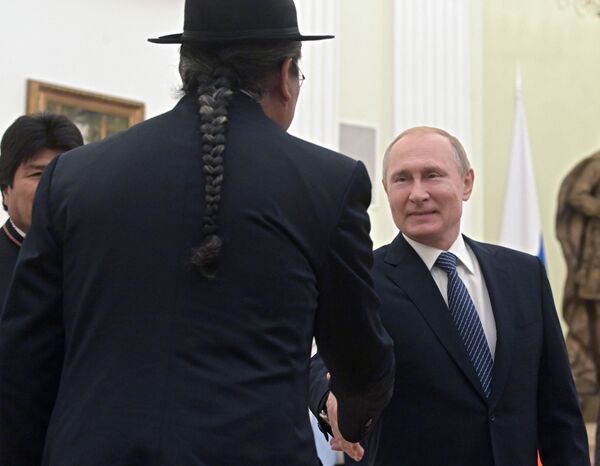 Presidente russo Vladimir Putin durante o encontro com presidente da Bolívia, Evo Morales  - Sputnik Brasil